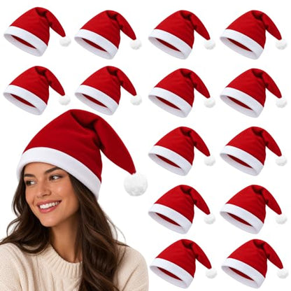 Christmas Santa Hat Bulk 10 Thickened Red Felt Holiday Party Accessories