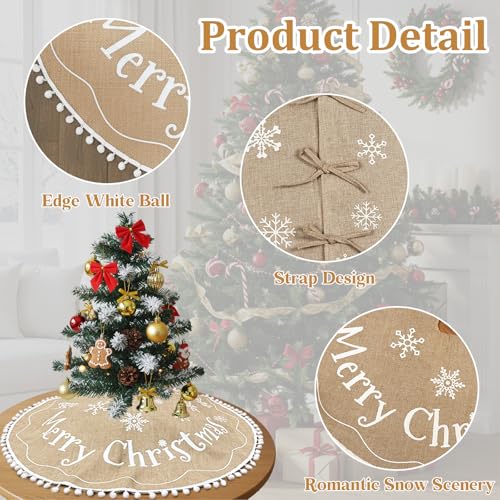 24 Inch Mini Christmas Tree Skirt Burlap Rustic Decor for Small Tree - AerWo
