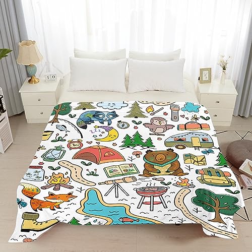 Outdoor Camping Throw Blanket for Adults 80 x 60in Soft Plush Flannel Gift