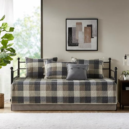 Reversible 6-Piece Twin Daybed Cover Set with Shams & Pillow Rustic Cabin Style