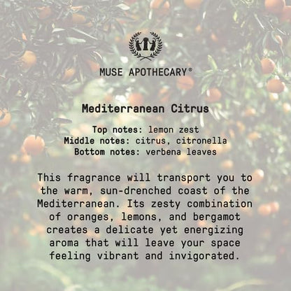 Muse Apothecary Odor Eliminator Spray - Active Furniture & Bathroom Deodorizer - 4oz Mediterranean Citrus