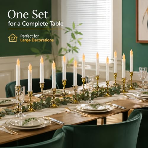 24 Pack Flameless Taper Candles Battery Operated LED Candlesticks No Remote - Warm Yellow Light