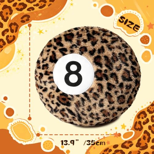 Leopard Print 8 Ball Throw Pillow - Cheetah Pattern Plush Decorative Cushion