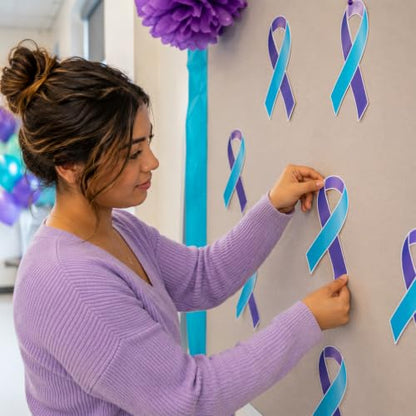 Suicide Prevention Awareness Ribbon Paper Cutouts - 50 Pack