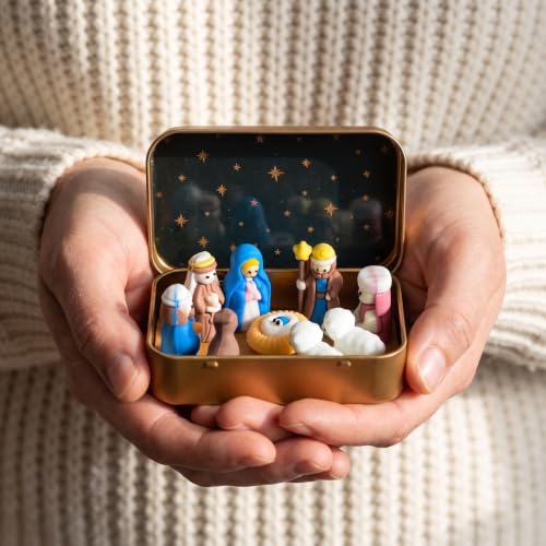 Mini Nativity Scene Set in a Box - Handmade Religious Christmas Decor