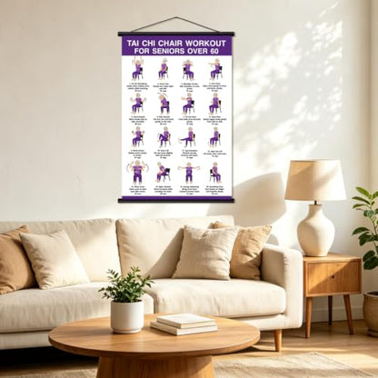 Tai Chi Chair Workout Chart for Seniors - Purple Wall Poster