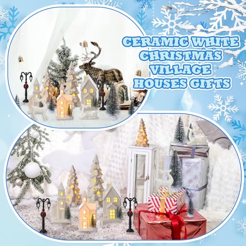 14-Piece LED Christmas Village Set Ceramic Houses Trees Reindeer Lights