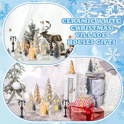 14-Piece LED Christmas Village Set Ceramic Houses Trees Reindeer Lights