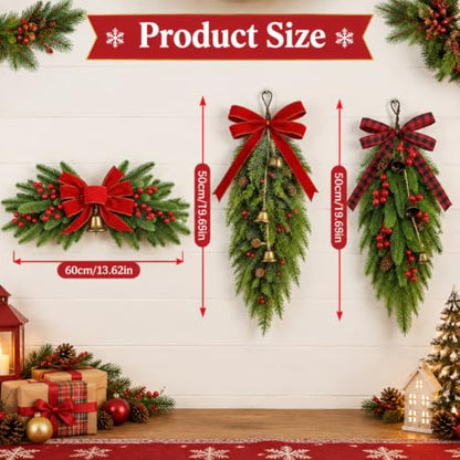 2Pcs 19.7-Inch Lighted Christmas Teardrop Swag for Front Door Decor - Variation of THIS listing