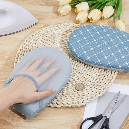 Blue Mini Handheld Ironing Board with Heat Resistant Waterproof Mitt - Portable Garment Steamer Accessory