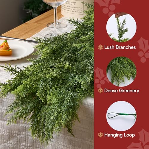 6ft Artificial Christmas Cedar Garland with Realistic Pine Design for Holiday Decor
