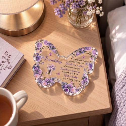 Purple Friendship Gifts for Women Best Friends Birthday Gift - Butterfly Desk Decor
