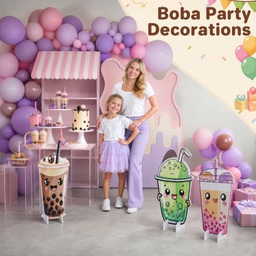Bubble Tea Party Decorations Stand Up Cutouts - 3 Pack Bubble Tea Theme