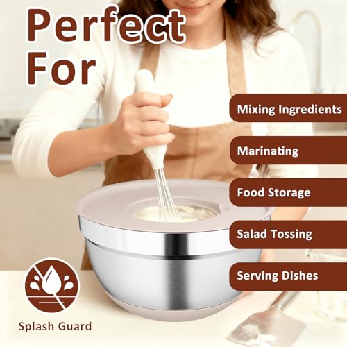 Khaki 9 Pack Mixing Bowls with Airtight Lids & Grater Attachments