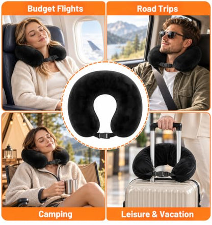 Stuffable Travel Neck Pillow - Adjustable, Space-Saving Support for Airplane & Car