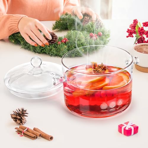 1.5L Glass Saucepan with Cover - Pack of 2, Heat-Resistant Cookware