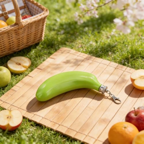 Stainless Steel Banana Shaped Hip Flask 5Oz - Green, Funny Fruit Wine Pot with Funnel for Camping & Hiking
