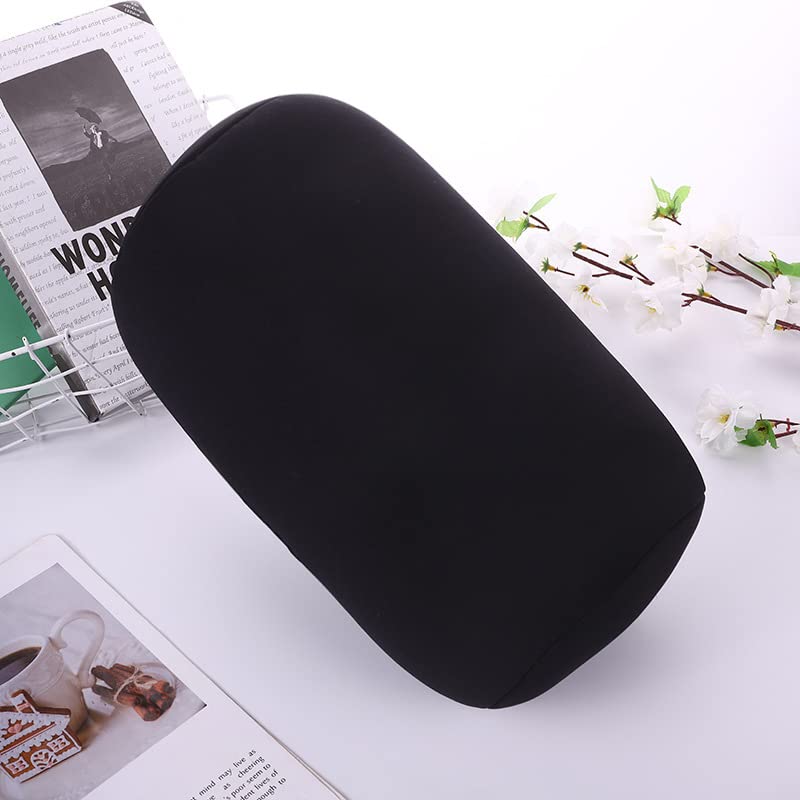 Enajucy Microbead Roll Pillow, Comfort Squish Tube Bolster Cushion -, Head, Neck & Back Support Tube Roll Pillow (Black)