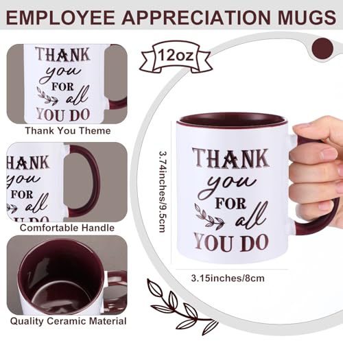 Employee Appreciation Mug Gift Set - 12 Blue Green Brown Classic Styles
