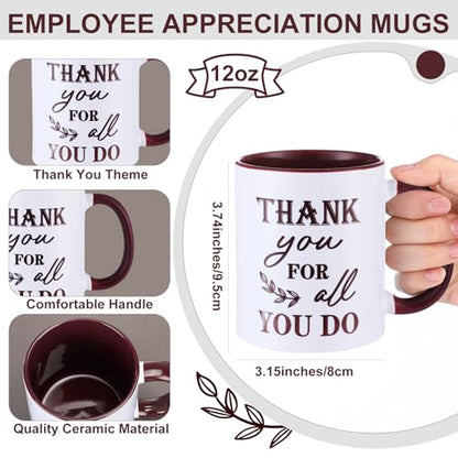 Employee Appreciation Mug Gift Set - 12 Blue Green Brown Classic Styles