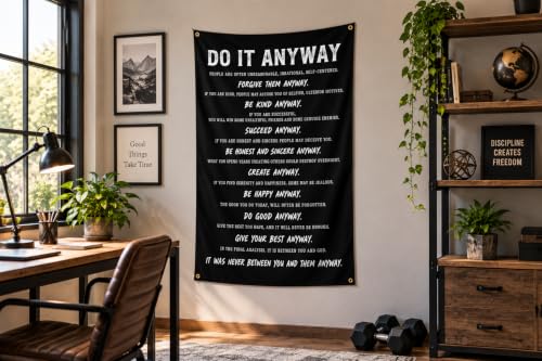 Motivational Wall Art Tapestry 3x5 Ft - Inspirational Quotes Banner for Home Office Gym