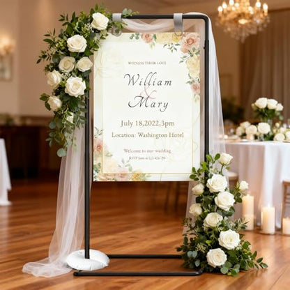 Wedding Welcome Sign Stand Display Easel with Adjustable Height & Black Matte Finish