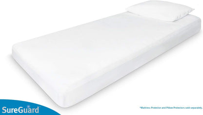 SureGuard Crib Mattress Protector - 100% Waterproof & Hypoallergenic - Premium Fitted Cotton Cover, White
