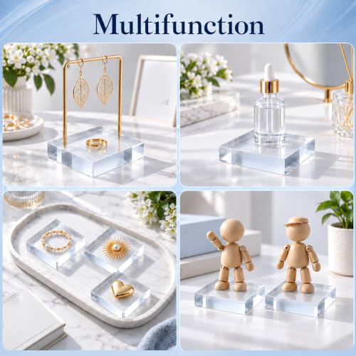 Clear Acrylic Display Cube Set - 8 Pack, 4 x 4 x 1 Inch Floating Art Stands