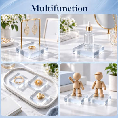 Clear Acrylic Display Cube Set - 8 Pack, 4 x 4 x 1 Inch Floating Art Stands