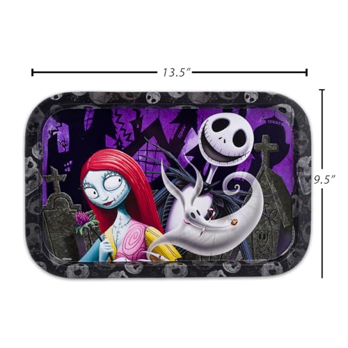 Nightmare Before Christmas Serving Trays Set - Jack & Sally Food Platters, 2 Metal Trays with Decals