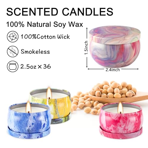 Scented Candle Gift Set 24 Pack - Soy Wax Travel Tin Candles for Home & Gifts - 24 Colors