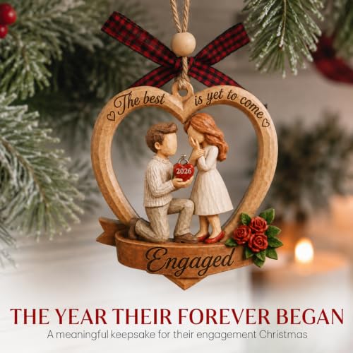 Just Engaged 2026 Flat Engagement Ornament - Romantic Couple Keepsake