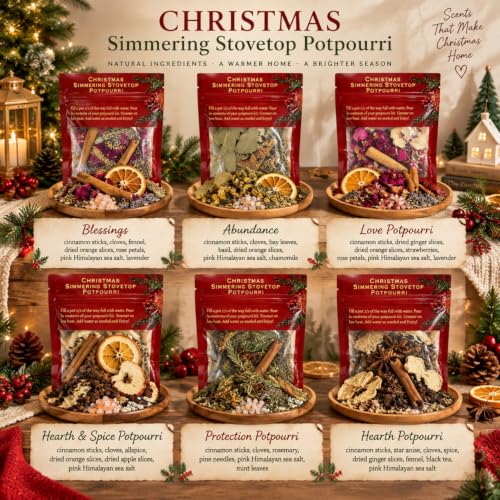 Simmer Pot Mix Set of 6 Holiday Scents - Seasonal Potpourri for Christmas & Winter