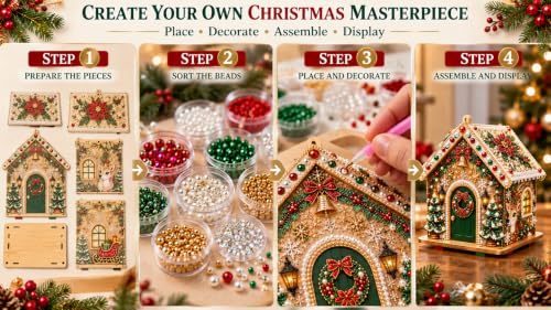 DIY 3D Christmas Pearl House Art Kit - Handmade Holiday Village Decoration B