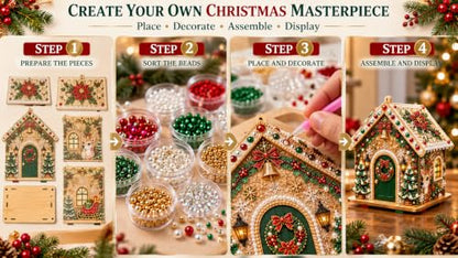 DIY 3D Christmas Pearl House Art Kit - Handmade Holiday Village Decoration B