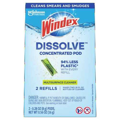 Windex Dissolve Concentrated Pods, Multisurface Cleaner, 2 Concentrated Dissolvable Refill Pods