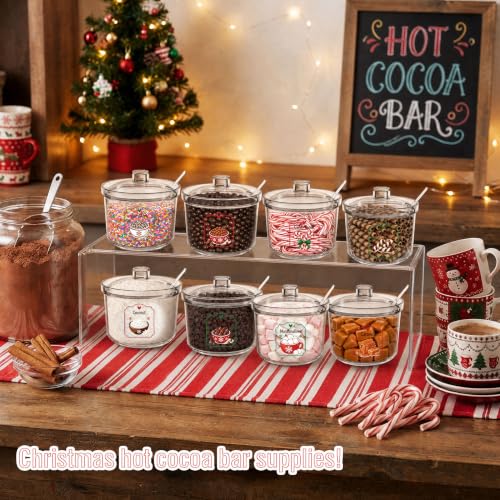 8-Piece Christmas Hot Cocoa Bar Supplies with Candy Dispenser & Labels