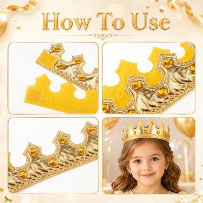 Gold Glitter Paper Crowns Party Set for Halloween, Birthday & Events