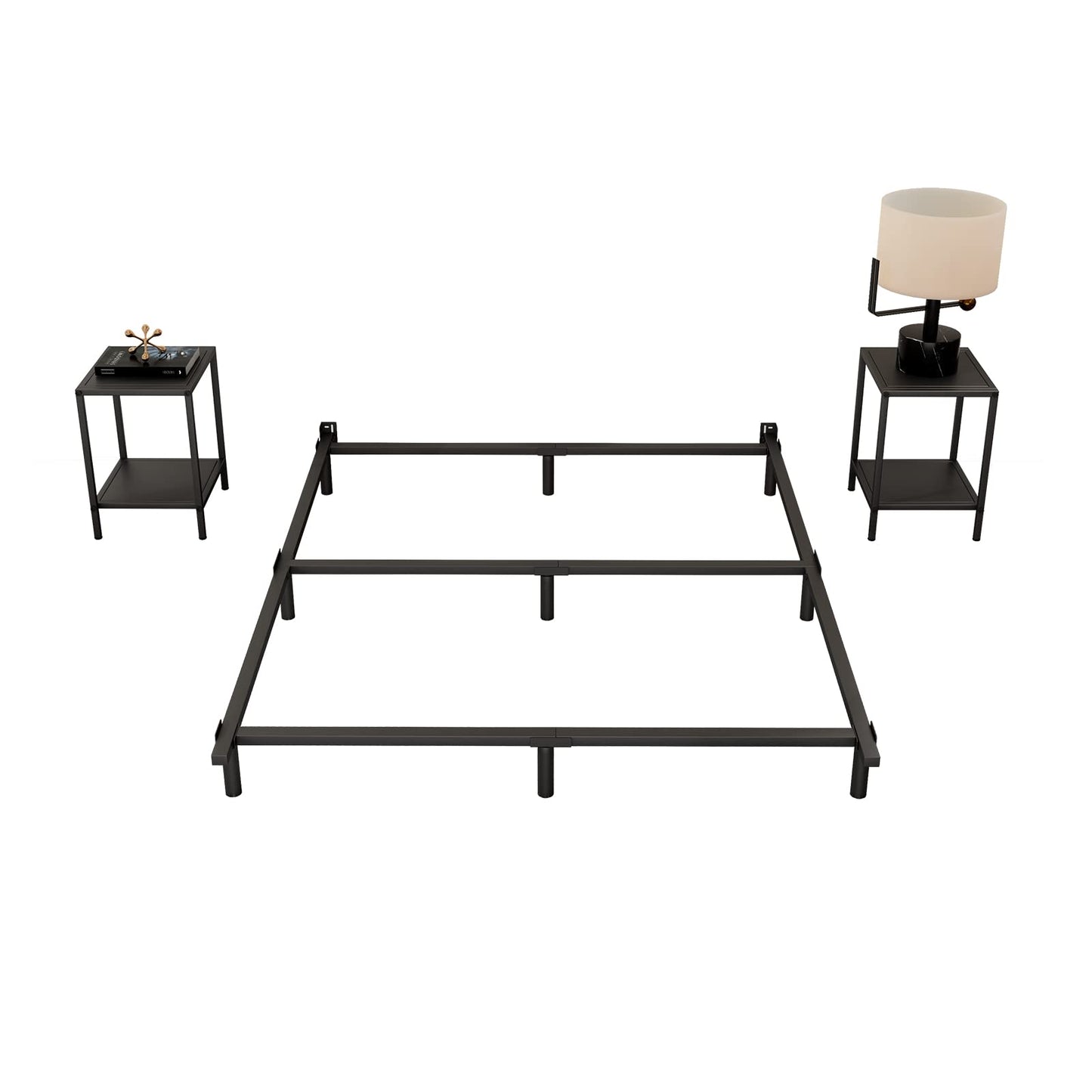 NEW JETO Metal Bed Frame,Sturdy Platform,Heavy Duty Sturdy Bed Frame Black King,9 Legs Support,Easy to Assemble,Without Taking Up Space and Easy to Move