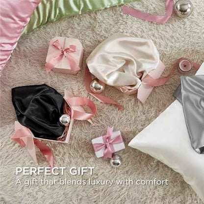 Bedsure Satin Pillowcase with Zipper, Similar to Silk Pillow Cases 2 Pack, Silky & Soft Satin Pillow Case Standard Size for Hair and Skin, Christmas Room Decor Gifts for Women Men, Beige, 20x26 Inches