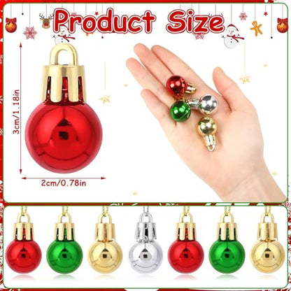 Christmas Mini Ball Ornaments Set - Shiny Vintage Glitter Balls - 120PCS, Variation: Shiny
