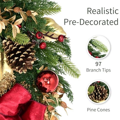 Pre-Lit Christmas Swag with Decorated Greenery and Warm White LED Lights - 28 inch