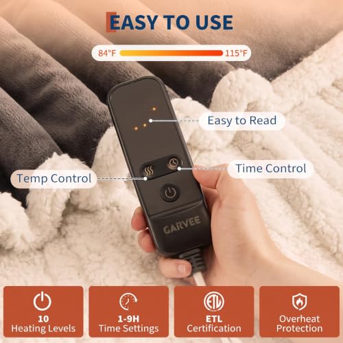 Garvee Wearable Heated Throw Blanket 50x60 Inch with Digital Controller - Dark Gray