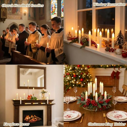 24 Pack Flameless Taper Candles Battery Operated LED Candlesticks No Remote - Warm Yellow Light