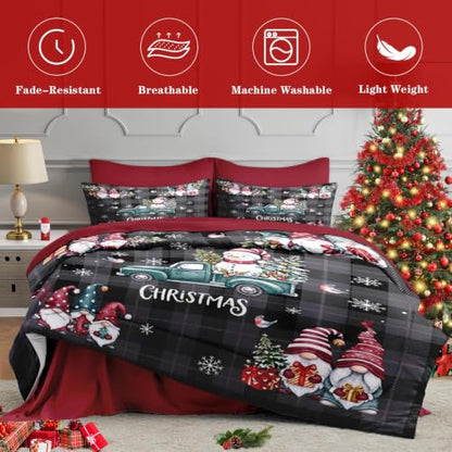 WeCozy Queen Christmas Snowman Comforter Bedding Set with Sheets - Gnomes Variation