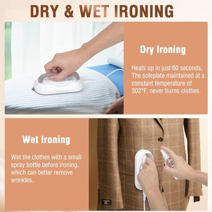 Mini Steam Iron for Clothes, Biupky Travel Steamer for Clothes Portable, Micro Steam Iron Mini Handheld Steamer Support Dry And Wet Ironing for Home Travel (Purple)