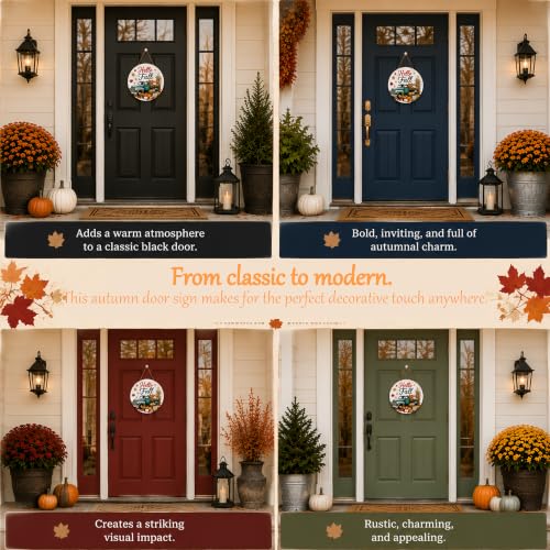 Fall Wooden Door Sign with Lanyard - Autumn Harvest Decor, 11.5 Inches