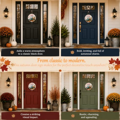 Fall Wooden Door Sign with Lanyard - Autumn Harvest Decor, 11.5 Inches