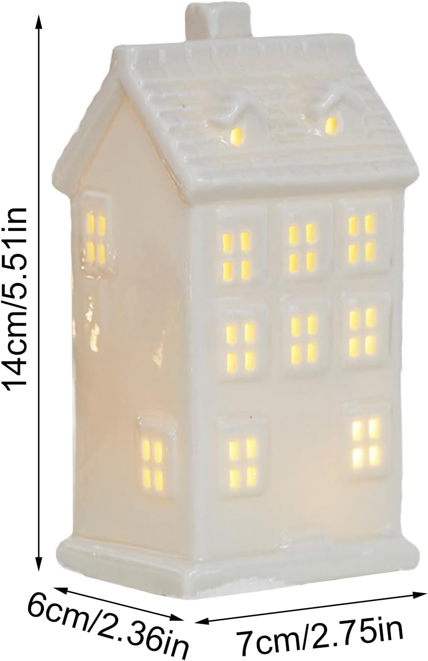 Regine Switzerland Ceramic Christmas Village Houses - White Tabletop Figurines for Festive Home Decor | Light-Up Xmas Collection