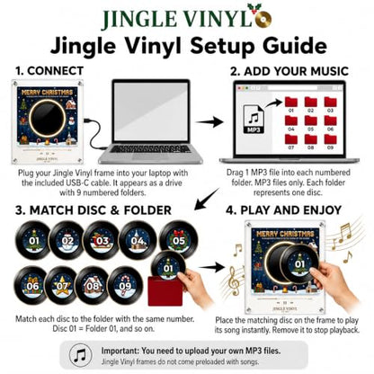 Halloween Magnetic Fridge Vinyl Music Box with NFC Discs & USB C - Personalized Retro Christmas Decor